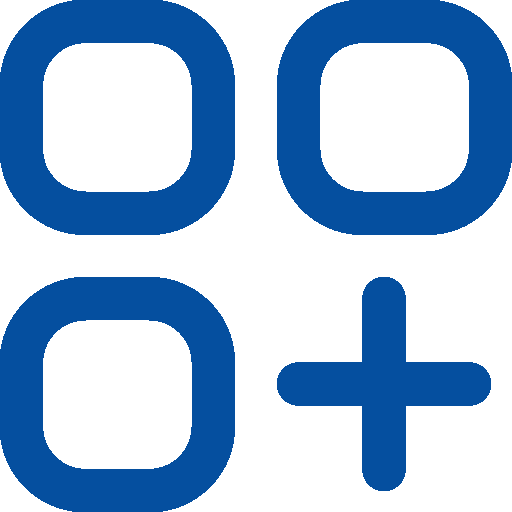 Ikon - tre ruter og kryss nederst til høyre