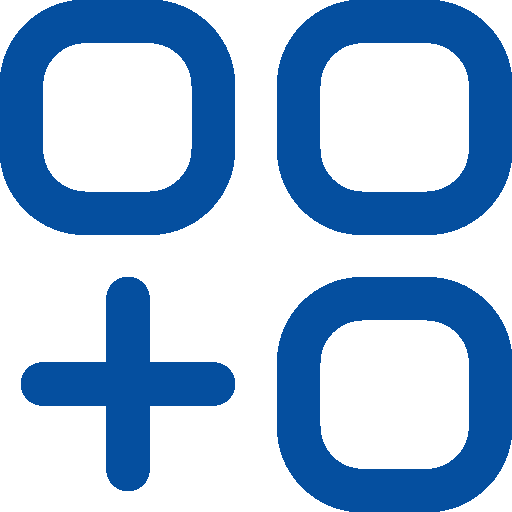 Ikon - tre ruter og kryss nederst til venstre